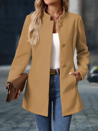 Women's Long Sleeve Stand Collar Coat – Office, Casual