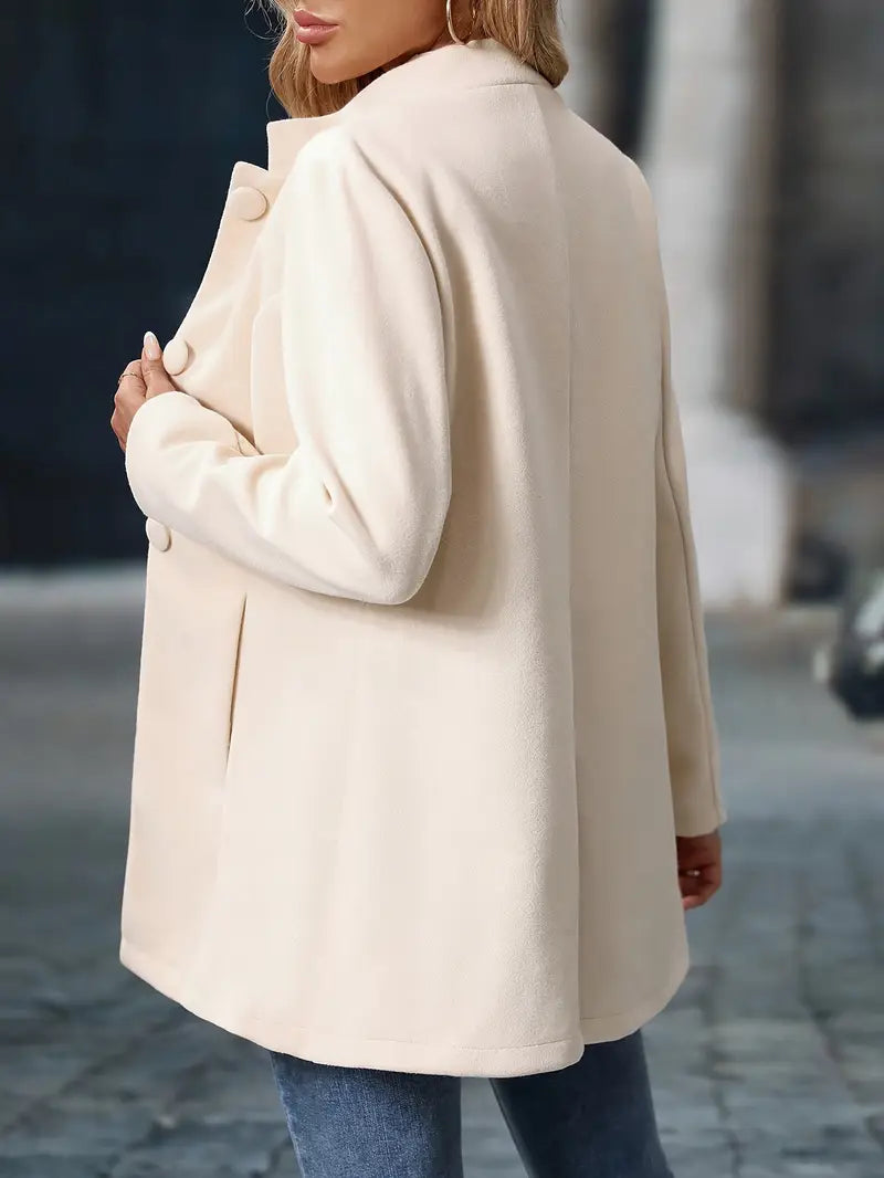 Women's Long Sleeve Stand Collar Coat – Office, Casual