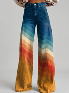 Women's Wide-Leg Pants | Chevron Print – Casual Wear, Summer Style