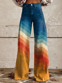 Women's Wide-Leg Pants | Chevron Print – Casual Wear, Summer Style