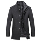 Wool Blend Coat Men's Stand-Collar Single-Breasted Jacket – Office, Casual