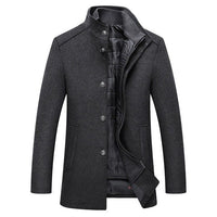Wool Blend Coat Men's Stand-Collar Single-Breasted Jacket – Office, Casual