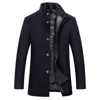 Wool Blend Coat Men's Stand-Collar Single-Breasted Jacket – Office, Casual