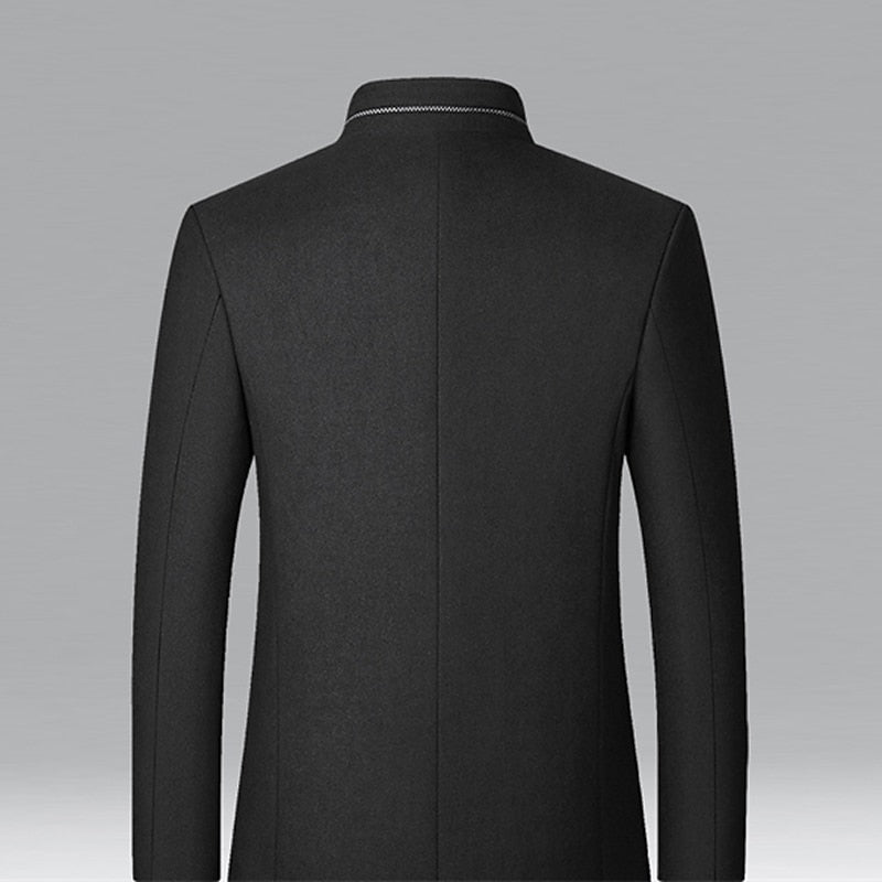 Wool Blend Overcoat Men's Slim Fit Black – Office, Casual
