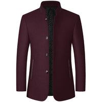 Wool Blend Overcoat Men's Slim Fit Black – Office, Casual