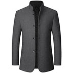 Wool Blend Overcoat Men's Slim Fit Black – Office, Casual