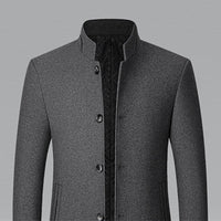 Wool Blend Overcoat Men's Slim Fit Black – Office, Casual