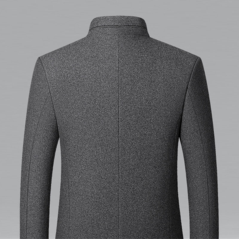 Wool Blend Overcoat Men's Slim Fit Black – Office, Casual