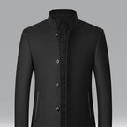 Wool Blend Overcoat Men's Slim Fit Black – Office, Casual