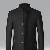 Wool Blend Overcoat Men's Slim Fit Black – Office, Casual