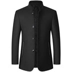 Wool Blend Overcoat Men's Slim Fit Black – Office, Casual