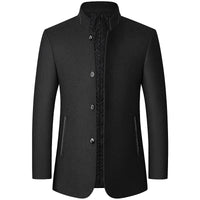 Wool Blend Overcoat Men's Slim Fit Black – Office, Casual