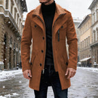 Grauer Wollmischung Trenchcoat für Herren, Einreiher, Mid-Length – Casual, Büro