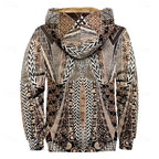 Men's Fleece Lined Zip Hooded Jacket Aztec Print – Casual Winter Outerwear, Gift