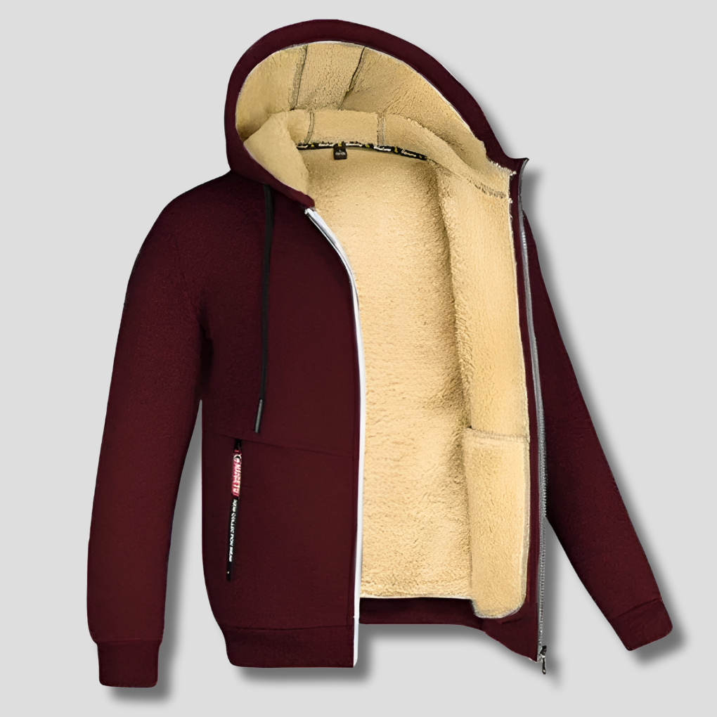 Men's Zip-Up Hooded Jacket Sherpa Lined Fleece – Casual, Outdoor