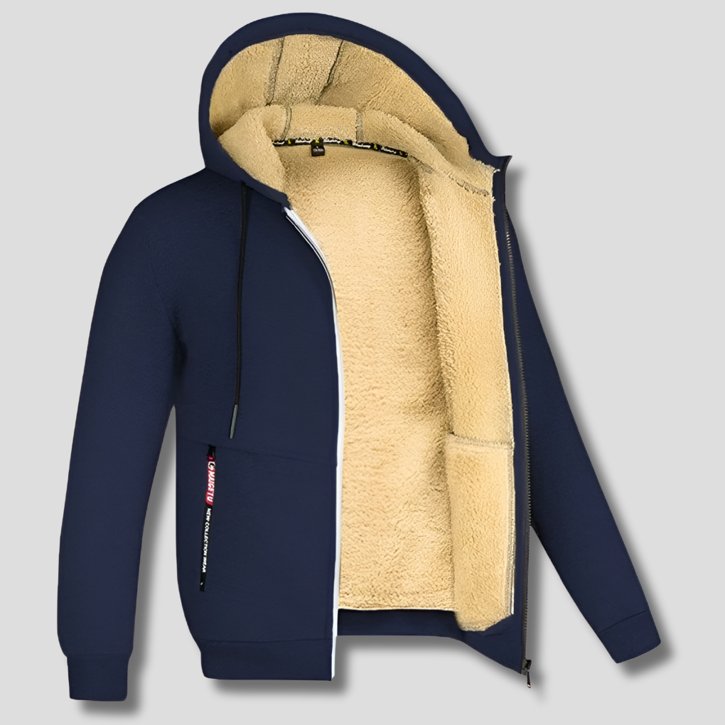 Men's Zip-Up Hooded Jacket Sherpa Lined Fleece – Casual, Outdoor