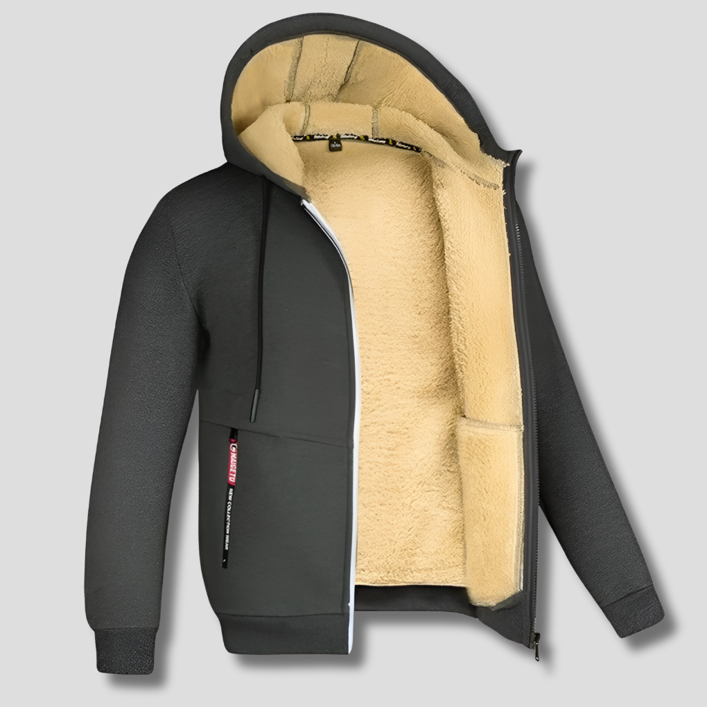 Men's Zip-Up Hooded Jacket Sherpa Lined Fleece – Casual, Outdoor
