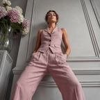 Blush Pink Linen Sleeveless Wide Leg Co-Ord Set for Women UK – Summer Outfit Wedding Guest Outfit & Holiday Wear