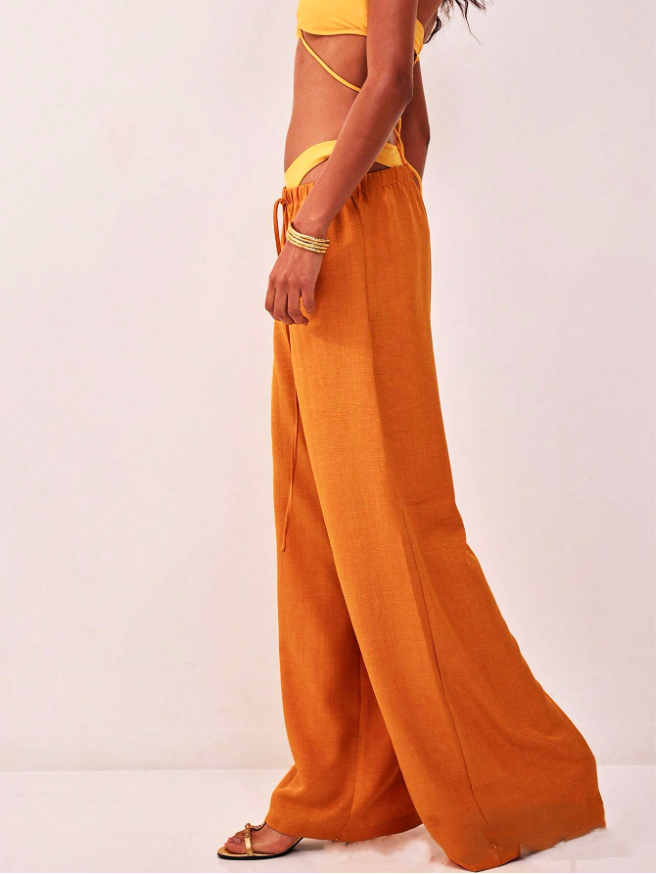 Linen Drawstring Trousers for Women - Lightweight Casual Pants for Everyday Wear