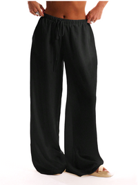 Linen Drawstring Trousers for Women - Lightweight Casual Pants for Everyday Wear