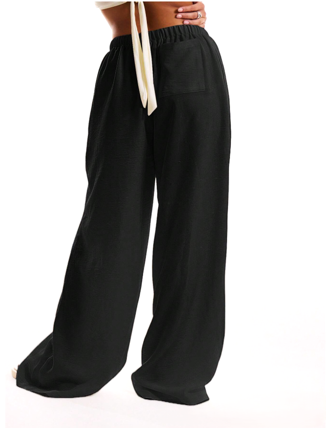 Linen Drawstring Trousers for Women - Lightweight Casual Pants for Everyday Wear