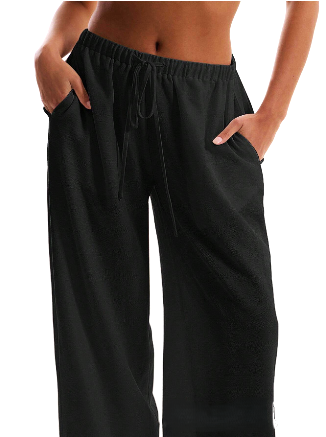 Linen Drawstring Trousers for Women - Lightweight Casual Pants for Everyday Wear