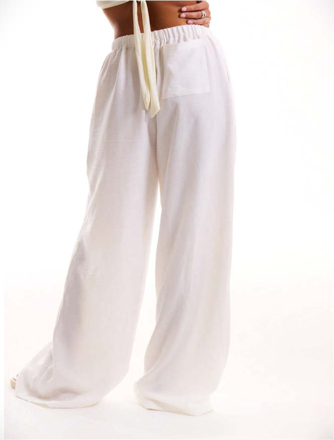 Linen Drawstring Trousers for Women - Lightweight Casual Pants for Everyday Wear