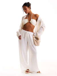 Linen Drawstring Trousers for Women - Lightweight Casual Pants for Everyday Wear