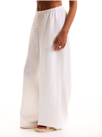 Linen Drawstring Trousers for Women - Lightweight Casual Pants for Everyday Wear