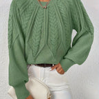 Women's Cropped Jumper with Cable-Knit Design and Ribbed Crew Neck – Casual, Everyday Wear