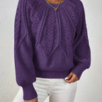 Women's Cropped Jumper with Cable-Knit Design and Ribbed Crew Neck – Casual, Everyday Wear