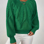 Women's Cropped Jumper with Cable-Knit Design and Ribbed Crew Neck – Casual, Everyday Wear