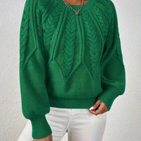 Women's Cropped Jumper with Cable-Knit Design and Ribbed Crew Neck – Casual, Everyday Wear