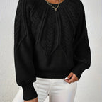 Women's Cropped Jumper with Cable-Knit Design and Ribbed Crew Neck – Casual, Everyday Wear
