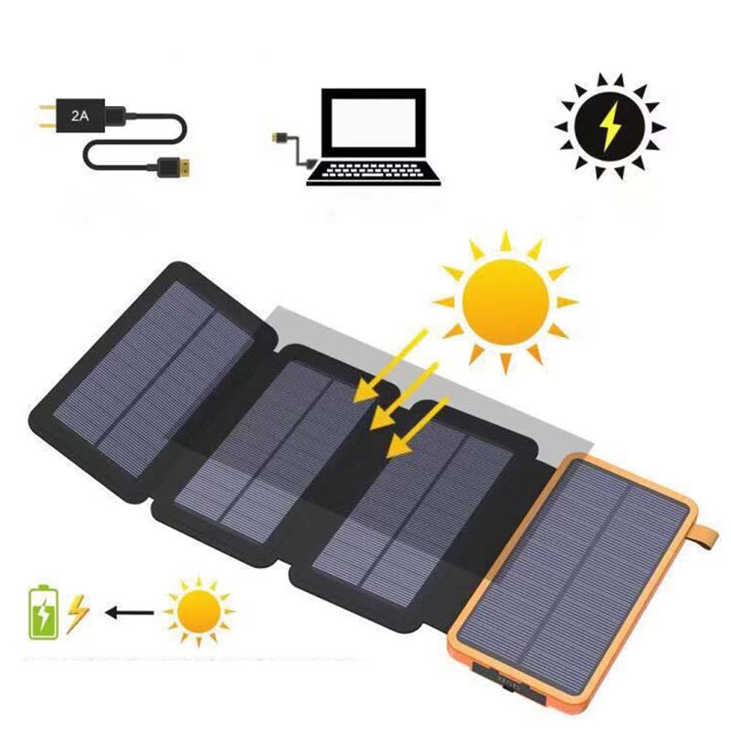 Solar Power Bank 4 Panels 3 USB Outputs – Camping, Travel